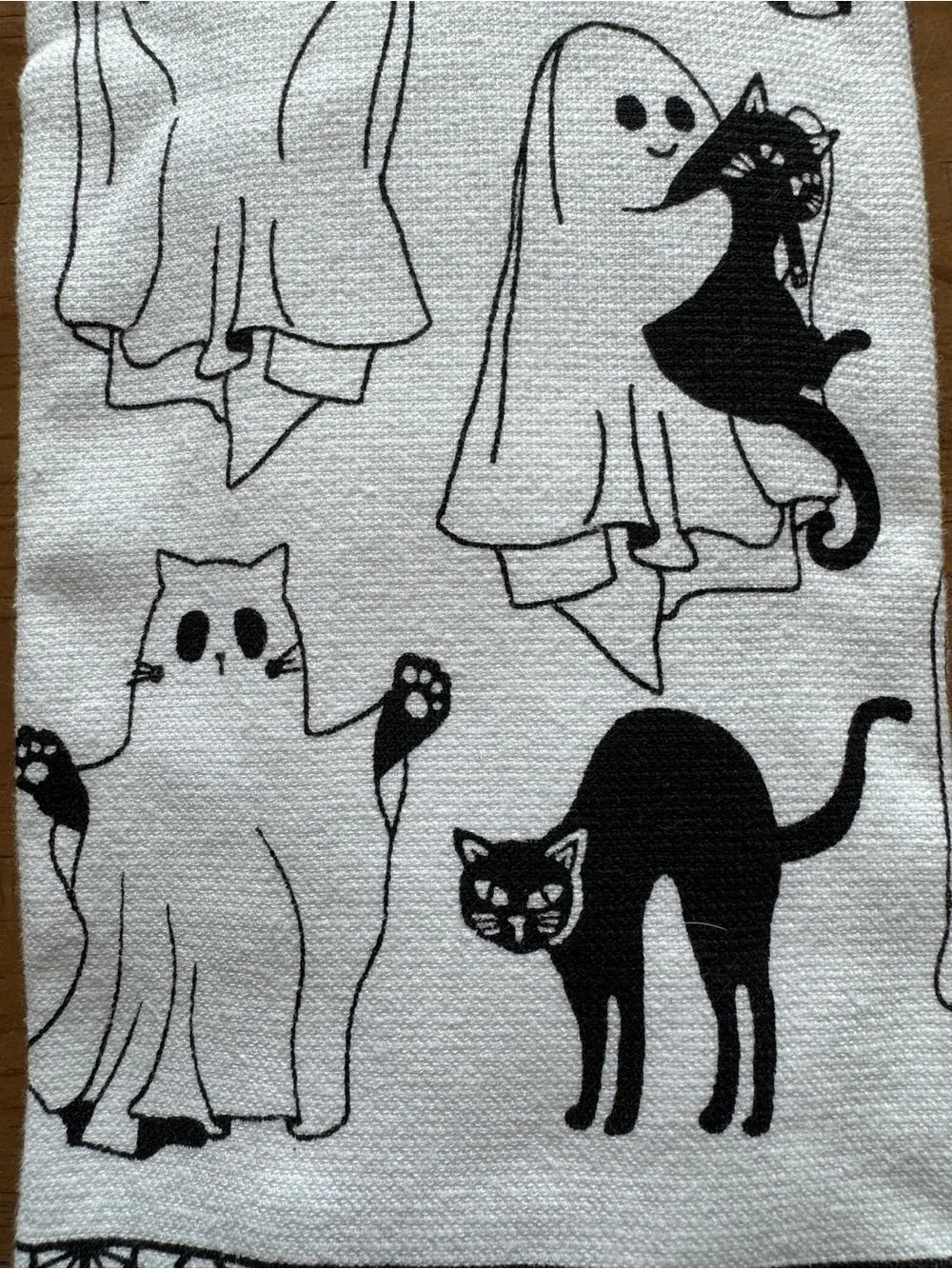 Cute Ghost with Black Cat Kassatex La Cuisine Haunted Hand Towels Set of 5